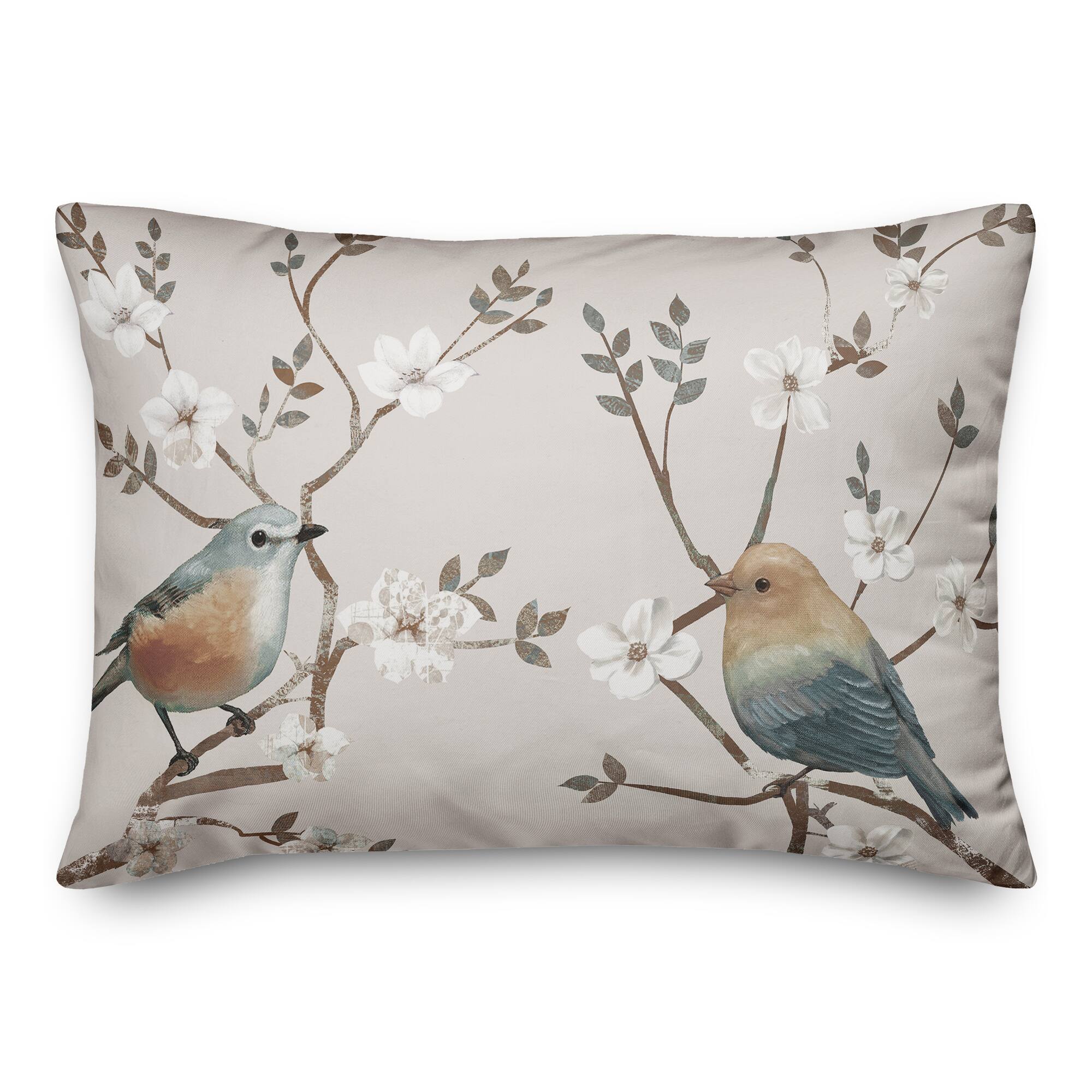 Bird On Branches 20" x 14" Throw Pillow